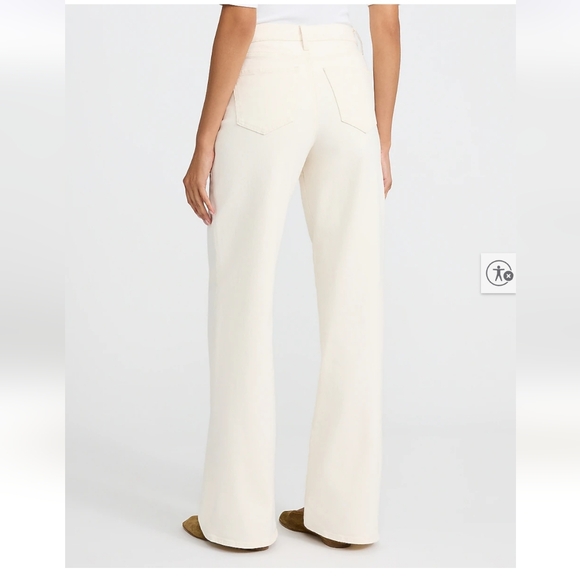 Express | High Waisted Ivory Wash Drawstring Wide Leg Jeans - Picture 7 of 9